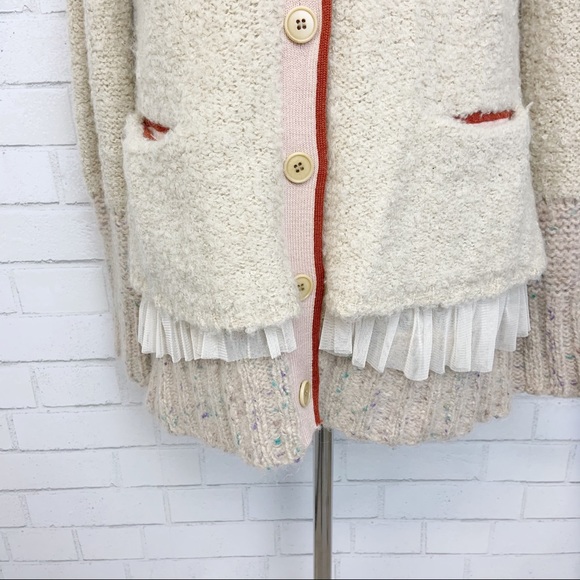 Anthro. Charlie & Robin Ruffle Baseball Cardigan - Picture 4 of 9